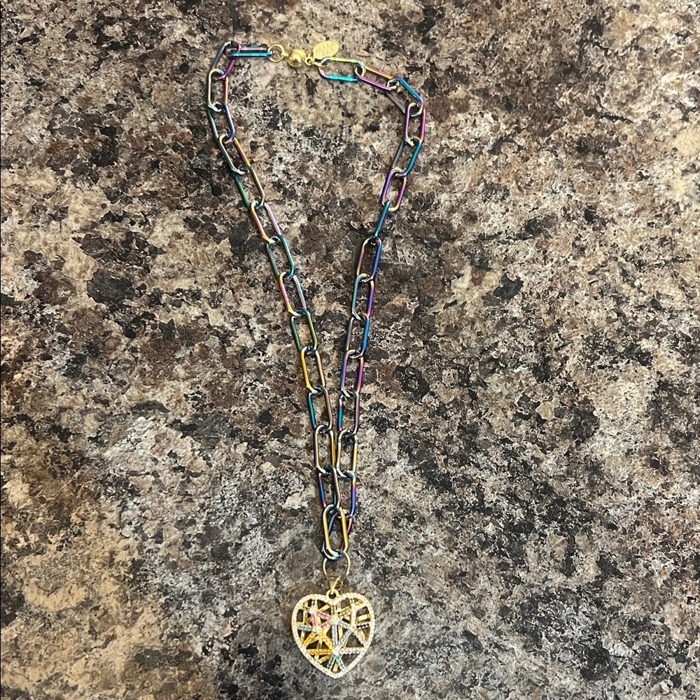 Multicolor Heart Pendant Necklace